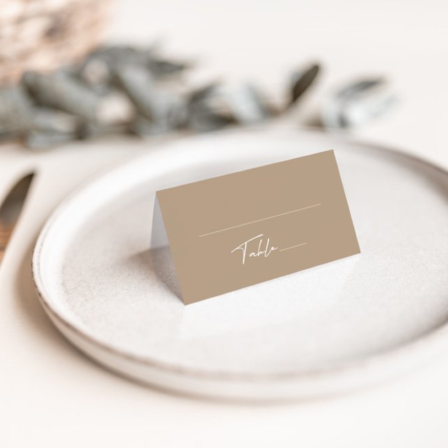 Simple Taupe Wedding Folded Place Card (Creator Uploaded)