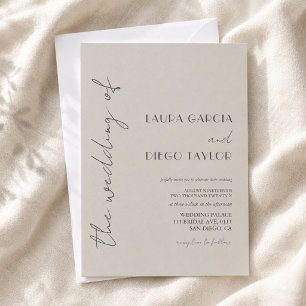 Simple Taupe Wedding Invitation