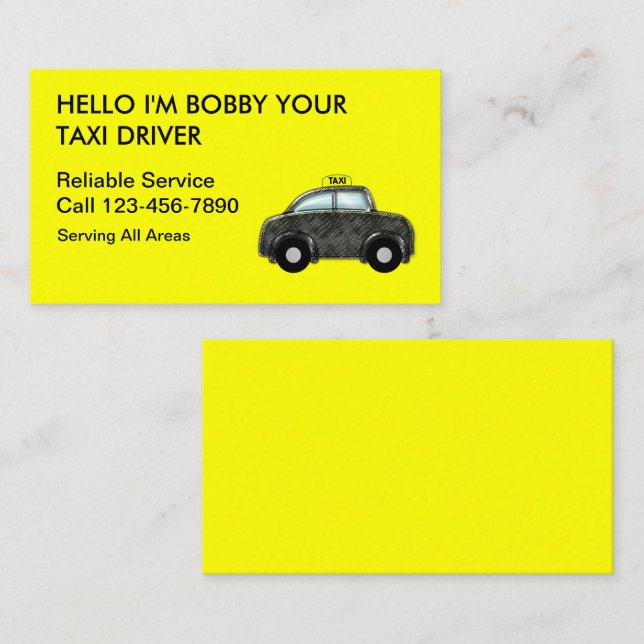 Simple Taxi Business Cards (Front/Back)