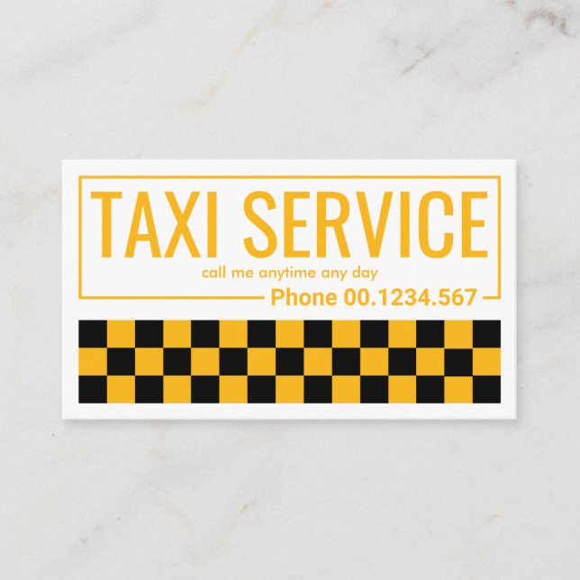 Simple Taxi Checks Border Ride Share Driver Business Card (Front)