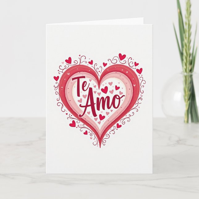 Simple Te Amo Layered Heart Card (Front)