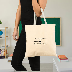 Simple teacher custom name tote bag