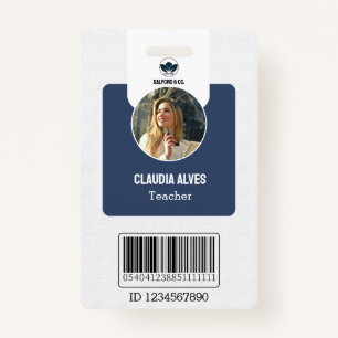 Simple Teacher ID Card   Navy Collage School ID  ID Badge