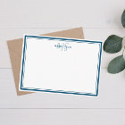 Simple Teal Blue Minimalist Monogram Two Border