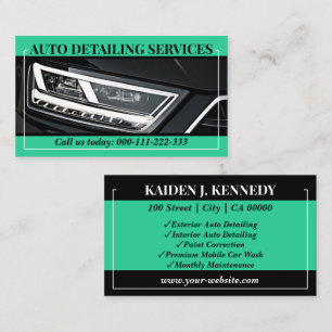 Simple Teal Car Service Detailing Photo Template Business Card