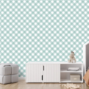 Simple teal check gingham plaid wallpaper