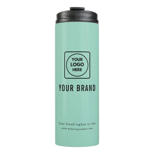 Simple Teal Company Logo Business Promotion Thermal Tumbler (Front)