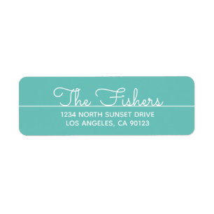 Simple Teal Cursive Return Address