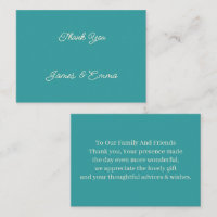 Simple Teal Customised Wedding Thank You