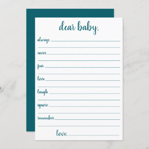 Simple Teal Dear Baby Blue-Green Keepsake Card