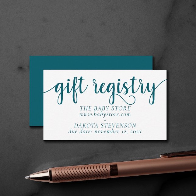 Simple Teal Gift Registry | Blue-Green Any Event Enclosure Card (Creator Uploaded)