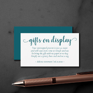 Simple Teal Gifts on Display Blue-Green Event Enclosure Card