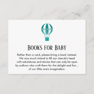 Simple Teal Glitter Hot Air Balloon Book Request Invitation