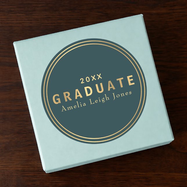 Simple Teal & Gold Graduation Sticker (Creator Uploaded)