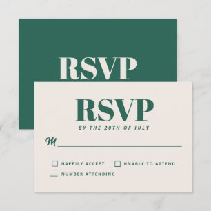 Simple Teal Green Modern Minimalist Wedding RSVP Card