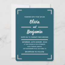 Simple Teal Handwritten Script Wedding