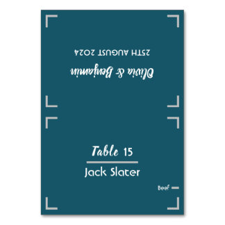 Simple Teal Handwritten Script Wedding Table Card