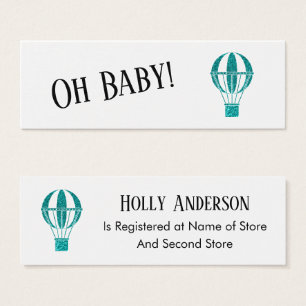 Simple Teal Hot Air Balloon Gift Registry Cards