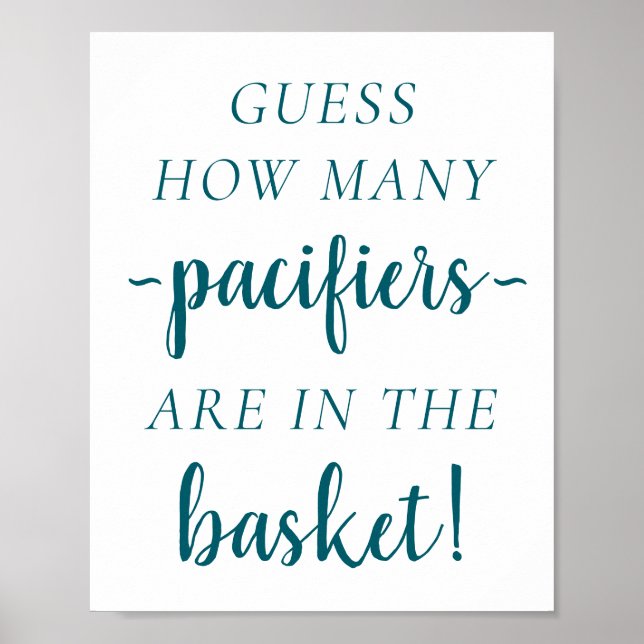 Simple Teal How Many | Dark Green Guessing Game Poster (Front)