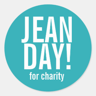 Simple Teal Jean Day Stickers