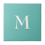 Simple TEAL monogram ceramic tile<br><div class="desc">Simple,  elegant light teal ceramic tile with optional,  customisable monogram. Designed to coordinate with music notes version. Delete monogram for plain tile. Available in other colours and with matching items.</div>