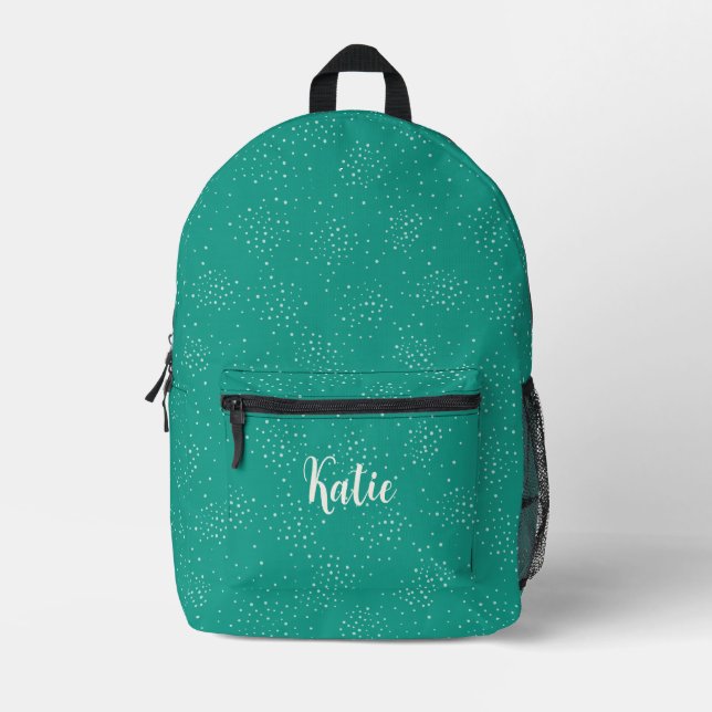 Simple Teal Monogram Monogrammed Name Printed Backpack (Front)