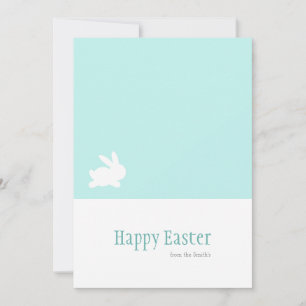 Simple Teal Pastel Rabbit Happy Easter Holiday Card