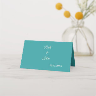 Simple Teal Personalised Wedding Table Place Card