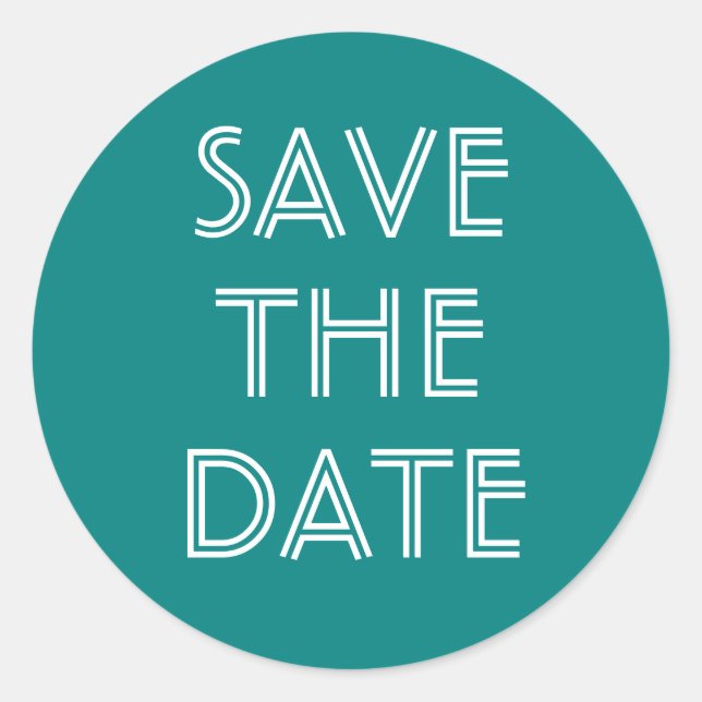 Simple Teal Save The Date Sticker (Front)