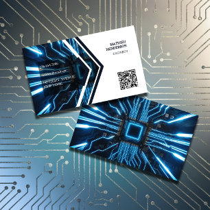 Simple Tech Engineer Elegant QR Code Business Card