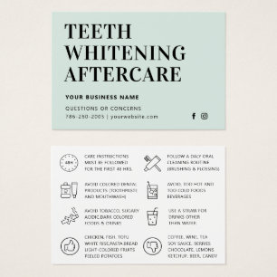 Simple Teeth Whitening Aftercare Instruction Card