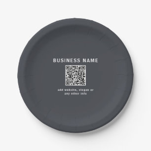 Simple Template for your QR code Dark Grey Paper Plate