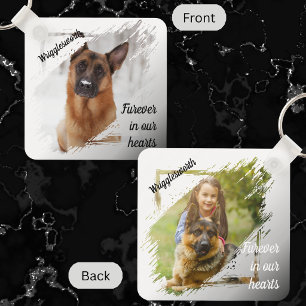 Simple Template Pet Memorial Photo Name Keepsake Key Ring