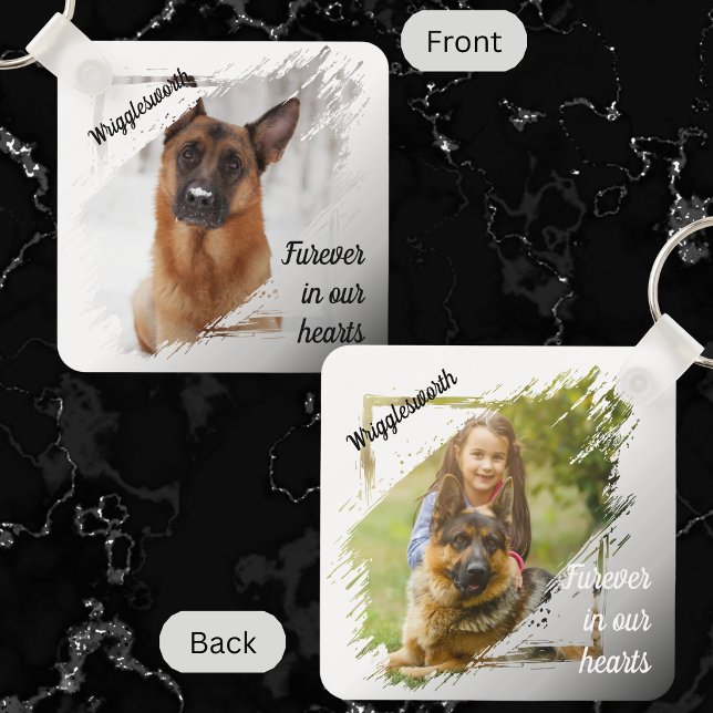 Simple Template Pet Memorial Photo Name Keepsake Key Ring (Creator Uploaded)