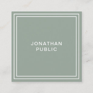 Simple Template Professional Modern Elegant Green Square Business Card
