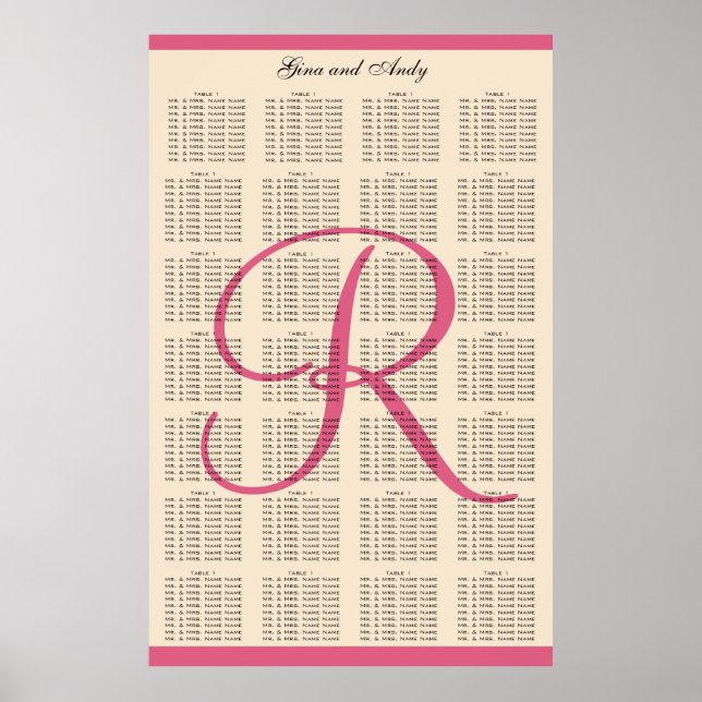 Simple Template Wedding Seating Plan 280 Guests Poster (Front)