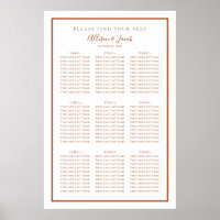 Simple Terra Cotta and White Wedding Seating Chart