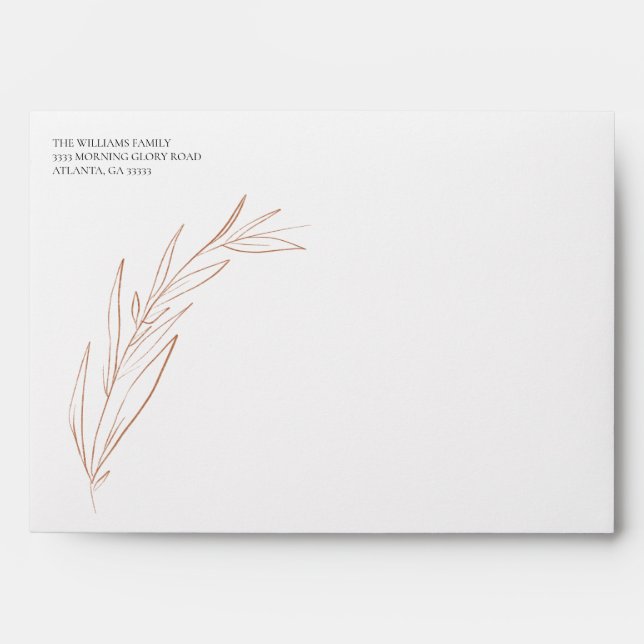 Simple Terra Cotta Wedding Return Address Envelope (Front)