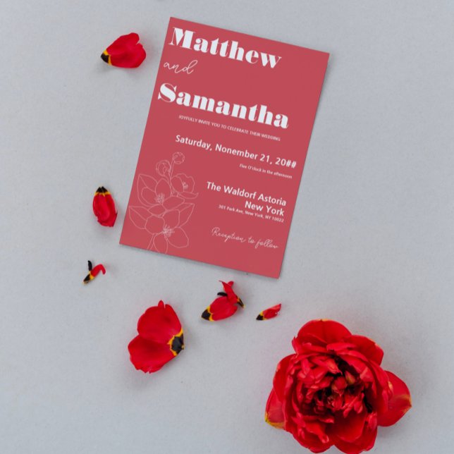 Simple Terracota Floral Calligraphy Wedding Invitation (Creator Uploaded)