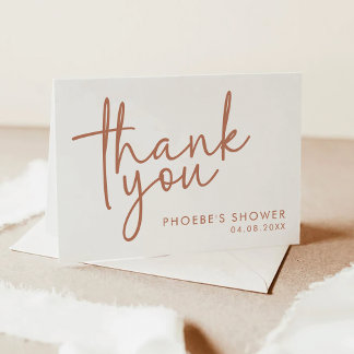Simple Terracotta and White Bridal Shower Folded Thank You Card