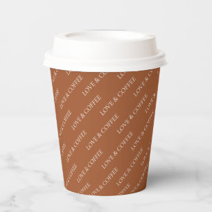 Simple Terracotta Brown Custom Text / Name Pattern Paper Cups
