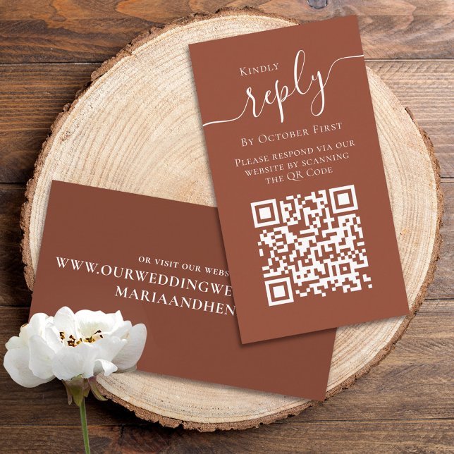 Simple Terracotta Calligraphy Script Reply QR Code Enclosure Card (Creator Uploaded)