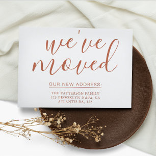Simple Terracotta Calligraphy We've Moved House Announcement Postcard