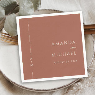 Simple Terracotta Elegant Classic Monogram Wedding Napkin