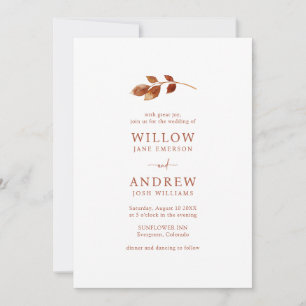 Simple Terracotta Fall Wedding Invitation