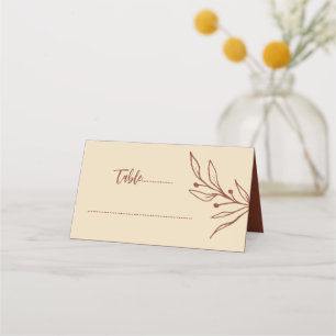 Simple terracotta floral wedding place card