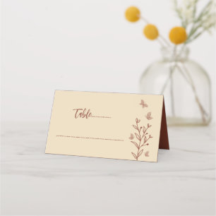 Simple terracotta floral wedding place card