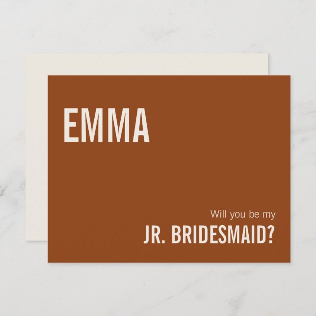 Simple Terracotta Junior Bridesmaid Proposal Card (Front/Back)