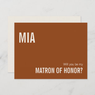 Simple Terracotta Matron of Honour Proposal Card