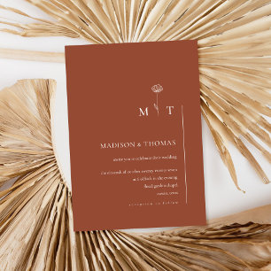 Simple Terracotta Minimal Chic Wedding Invitation